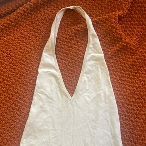 White halter backless bodysuit
